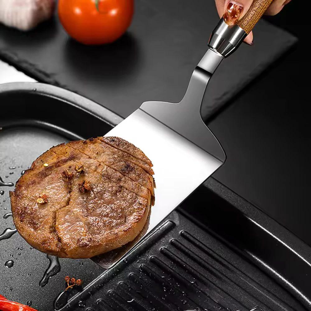 Stainless Steel Kitchen Spatula with Wooden Handle by Casa & Beyond