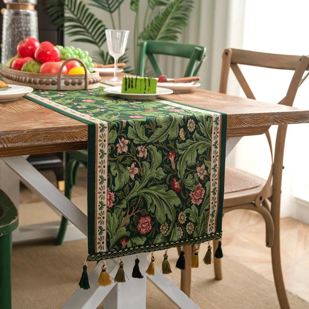 Flora Vine Embroidered Table Runner by Casa & Beyond