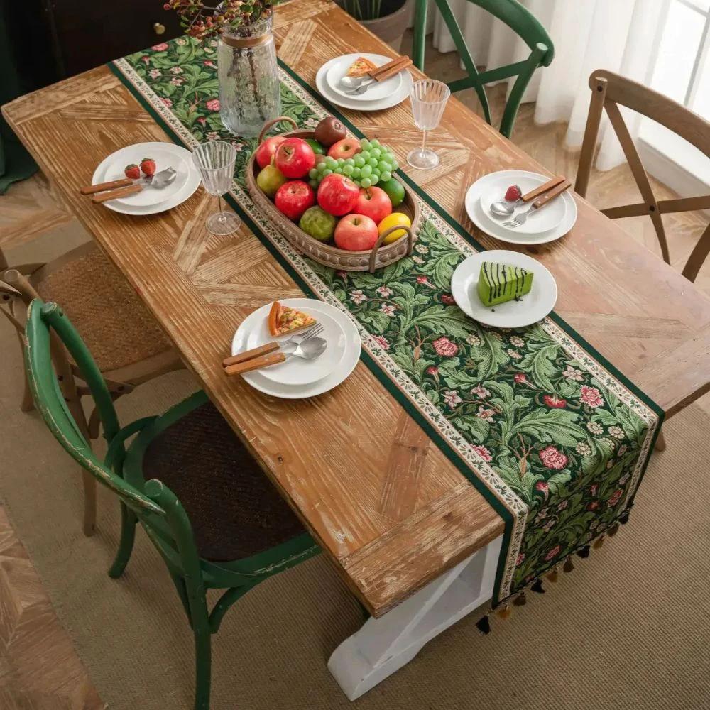 Flora Vine Embroidered Table Runner by Casa & Beyond