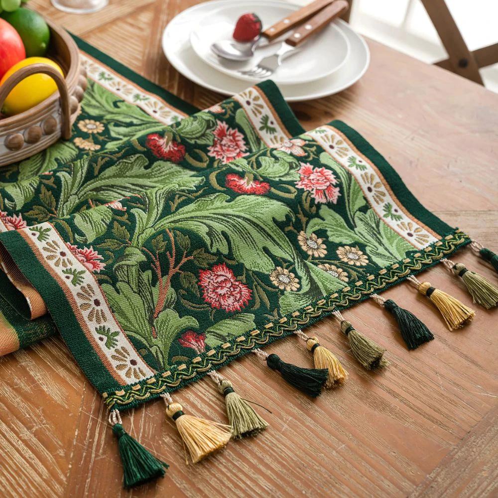 Flora Vine Embroidered Table Runner by Casa & Beyond