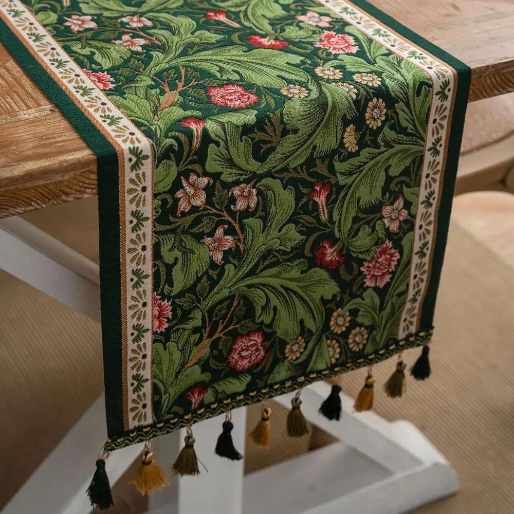 Flora Vine Embroidered Table Runner by Casa & Beyond