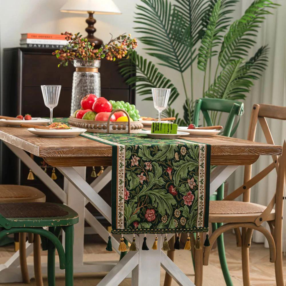 Flora Vine Embroidered Table Runner by Casa & Beyond