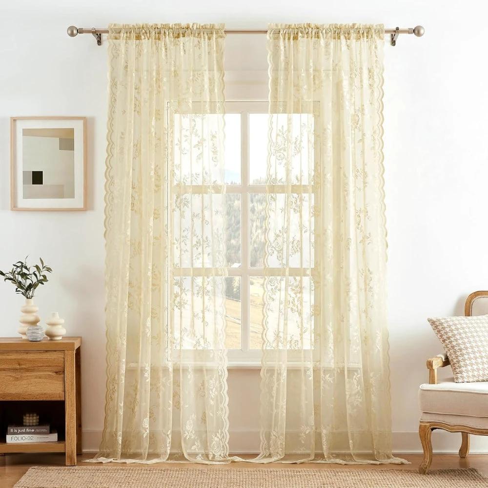 Floral Grace Sheer Curtains by Casa & Beyond
