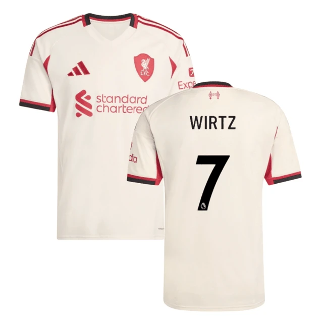 Florian Wirtz #7 Liverpool 2025-26 Away Jersey – Cream by Soccer Jersey