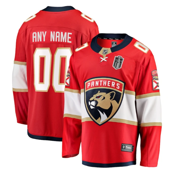 Florida Panthers 2025 Stanley Cup Final Home Breakaway Custom Men Jersey Red by Hockey David