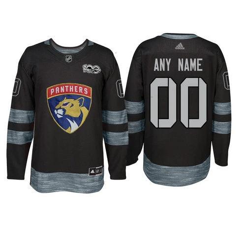 Florida Panthers Black 1917-2017 100th Anniversary Stitched NHL Custom Jersey by Hockey David