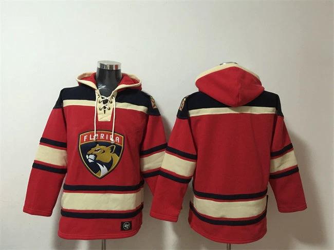 Florida Panthers Blank Red Lace-Up Pullover Hoodie by Hoodie Pullover