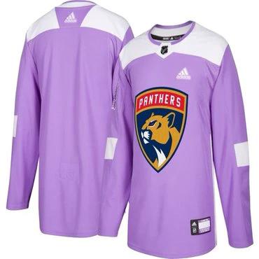 Florida Panthers Purple Pink Custom Hockey Fights Cancer Practice Jersey by Hockey David