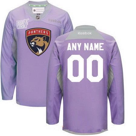 Florida Panthers Purple Pink Custom Reebok Hockey Fights Cancer Practice Jersey by Hockey David