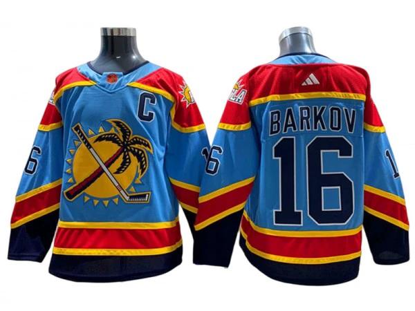 Florida Panthers #16 Aleksander Barkov Blue 2022&23 Reverse Retro Jersey by Hockey David