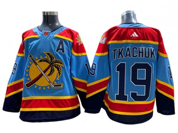 Florida Panthers #19 Matthew Tkachuk Blue 2022&23 Reverse Retro Jersey by Hockey David