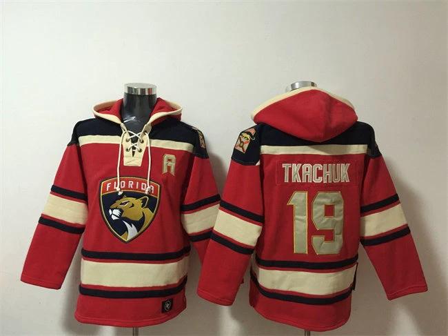 Florida Panthers #19 Matthew Tkachuk Red Lace-Up Pullover Hoodie by Hoodie Pullover
