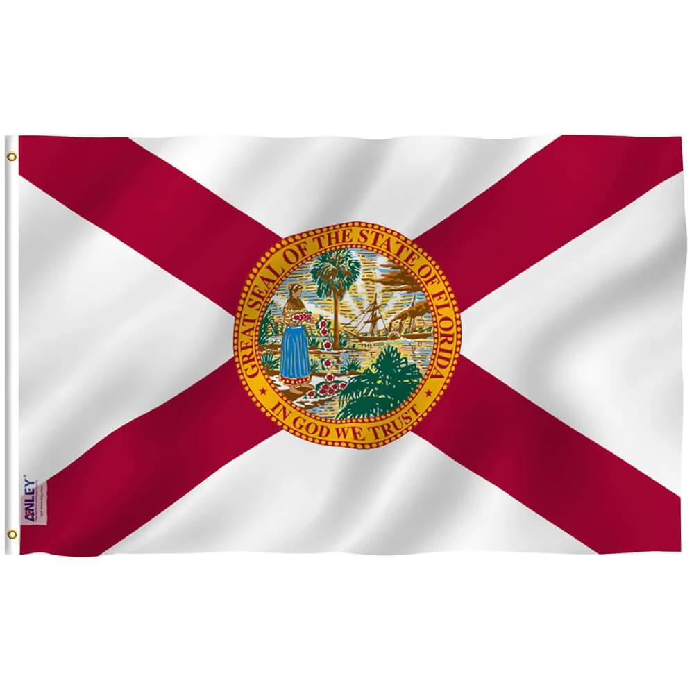 Florida State Polyester Flag - FL State Flag Polyester with Brass Grommets 3X5Ft Banner USA by flagsjustdoit