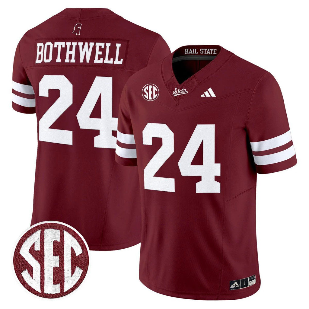 Fluff Bothwell Jersey #24 Mississippi State Bulldogs Dark Mode Stitched Maroon by My Store NCAA Football Jerseys