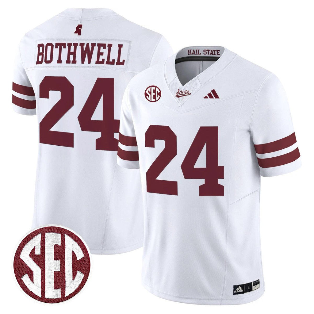 Fluff Bothwell Jersey #24 Mississippi State Bulldogs Dark Mode Stitched White by My Store NCAA Football Jerseys