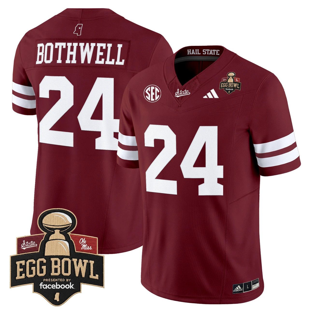 Fluff Bothwell Jersey #24 Mississippi State Bulldogs 2025 Egg Bowl Stitched by My Store NCAA Football Jerseys
