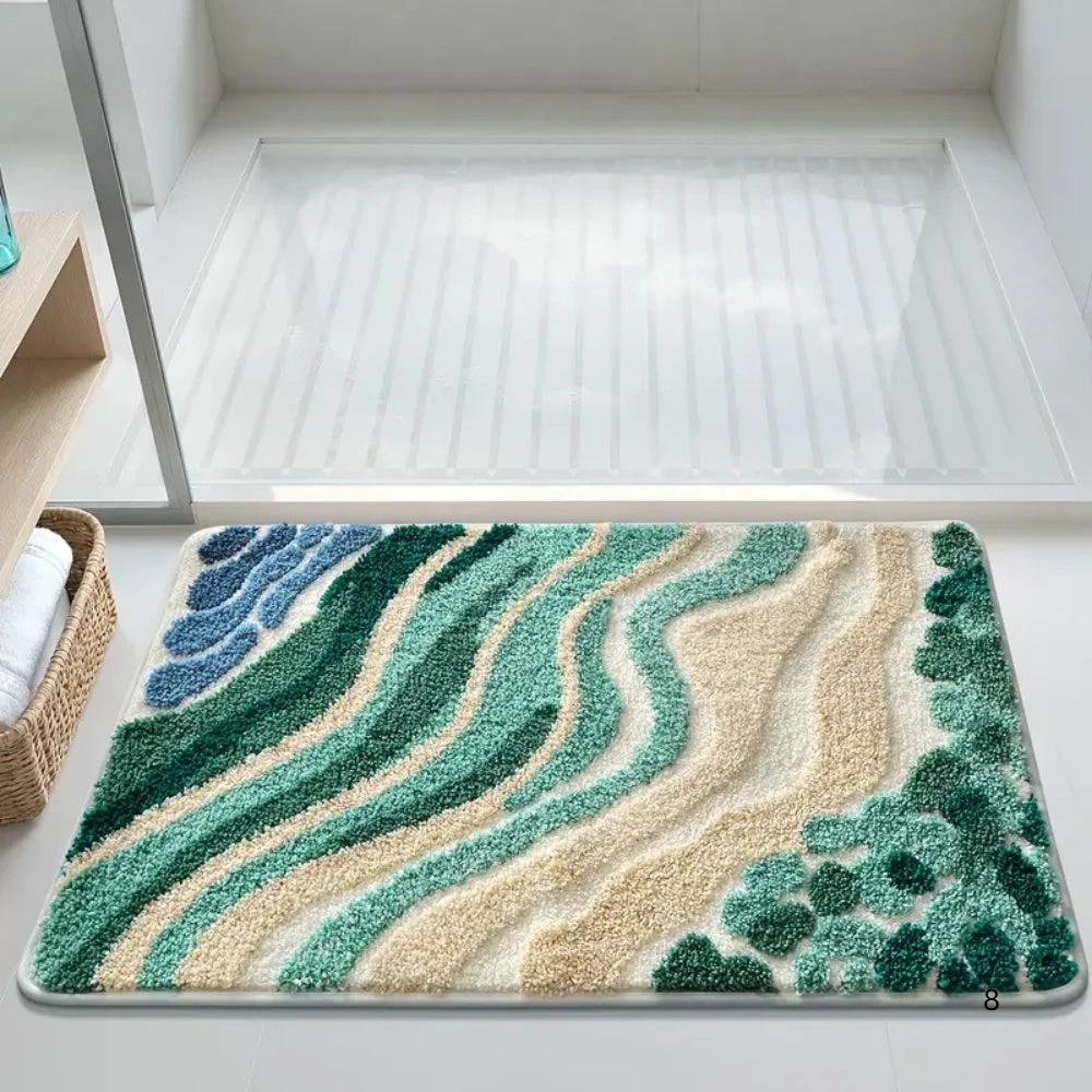 Fluffy Ocean Wavy Pattern Bath Mat by Casa & Beyond