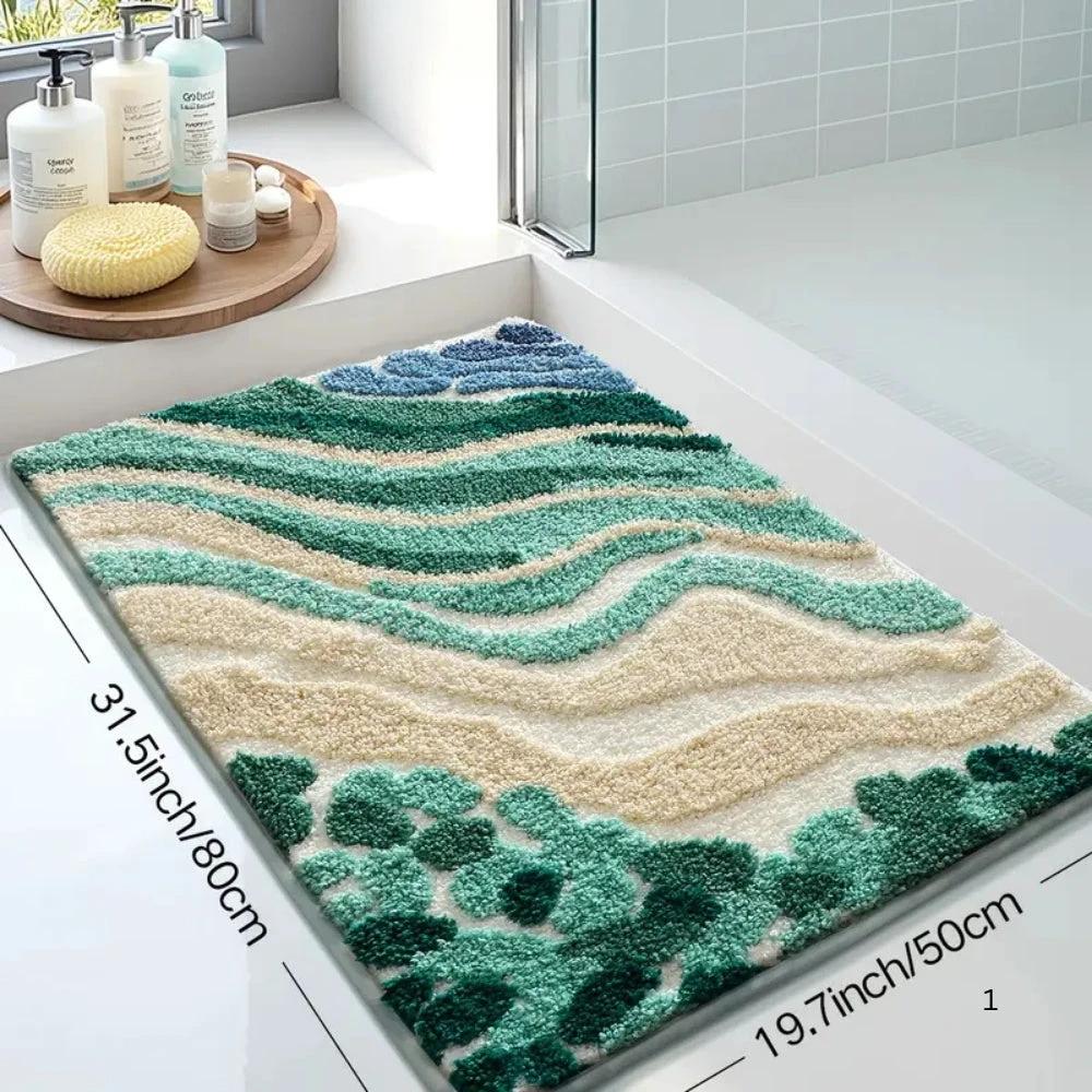 Fluffy Ocean Wavy Pattern Bath Mat by Casa & Beyond