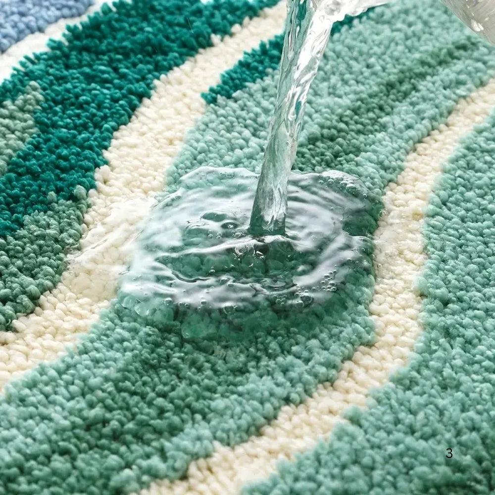 Fluffy Ocean Wavy Pattern Bath Mat by Casa & Beyond