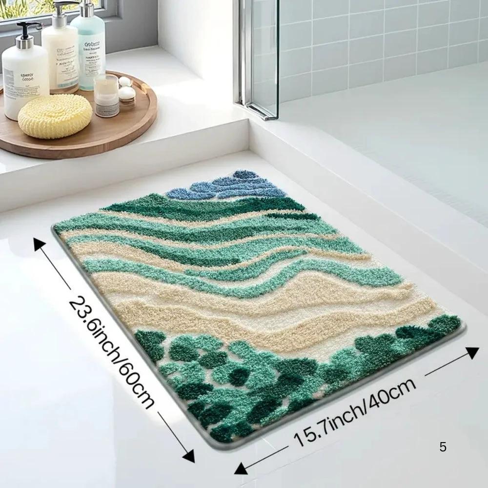 Fluffy Ocean Wavy Pattern Bath Mat by Casa & Beyond