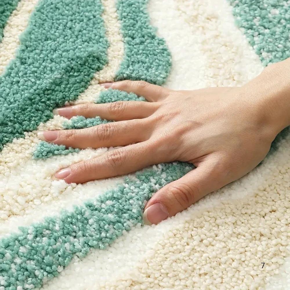 Fluffy Ocean Wavy Pattern Bath Mat by Casa & Beyond