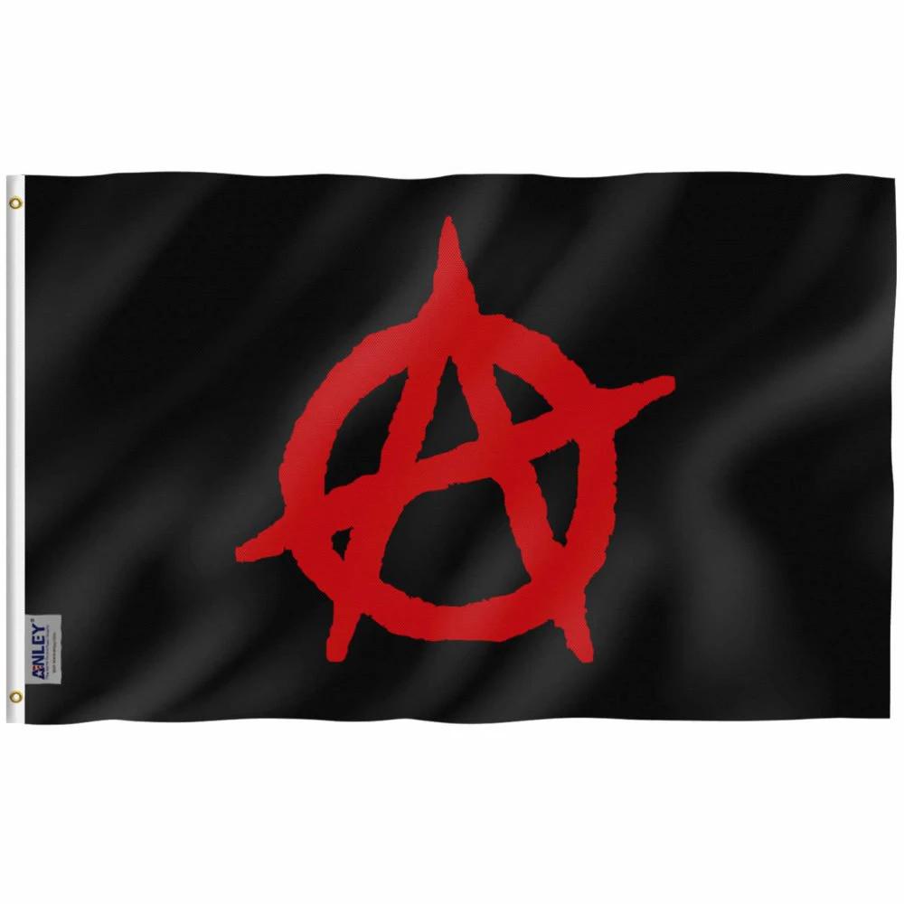 Fly Breeze Anarchy Flag with Brass Grommets 3X5Ft Banner USA Polyester by flagsjustdoit