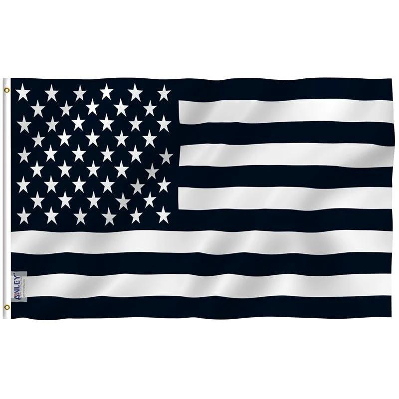 Fly Breeze Black and White American Flag with Brass Grommets 3X5Ft Banner USA by flagsjustdoit