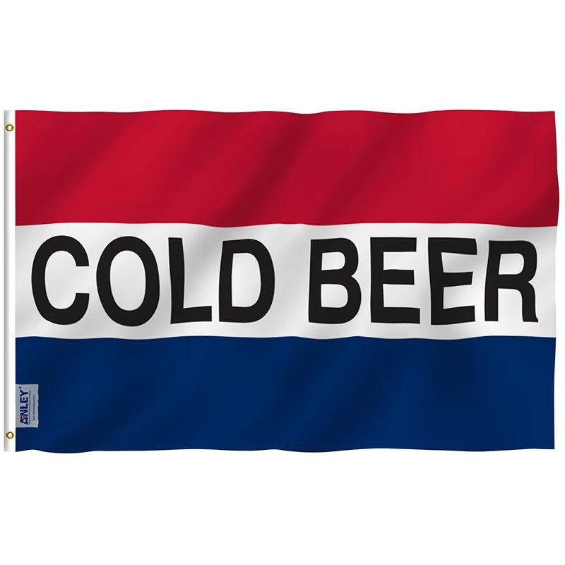 Fly Breeze Cold Beer Flag with Brass Grommets 3X5Ft Banner USA Polyester by flagsjustdoit