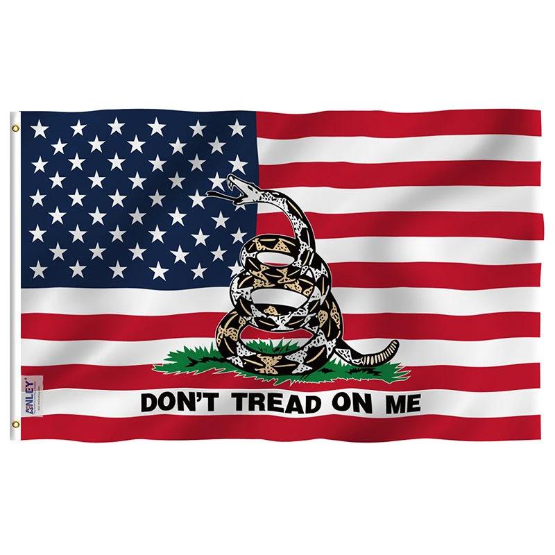 Fly Breeze Gadsden American Flag with Brass Grommets 3X5Ft Banner USA by flagsjustdoit
