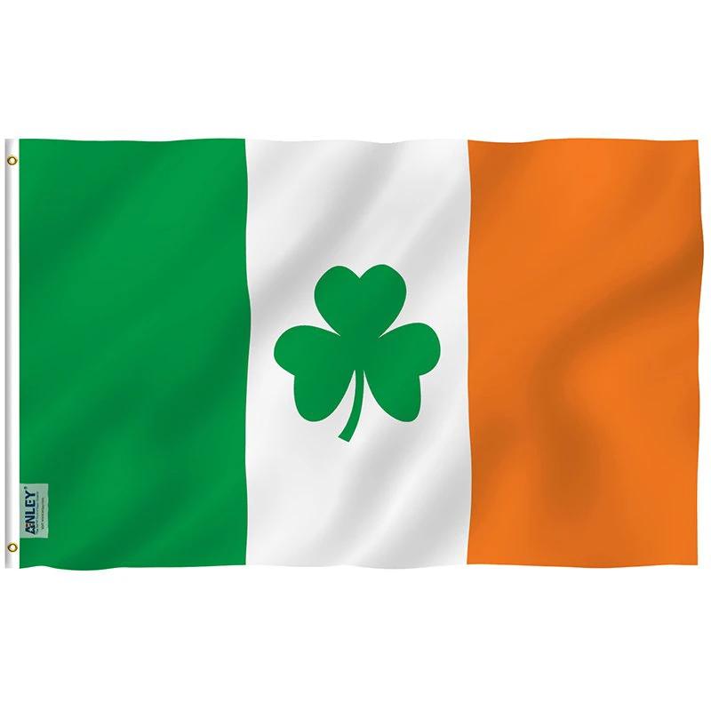 Fly Breeze Irish Shamrock Flag with Brass Grommets 3X5Ft Banner USA Polyester by flagsjustdoit
