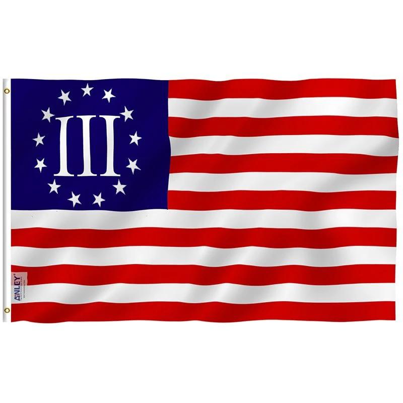 Fly Breeze Nyberg Three Percent Flag with Brass Grommets 3X5Ft Banner USA by flagsjustdoit
