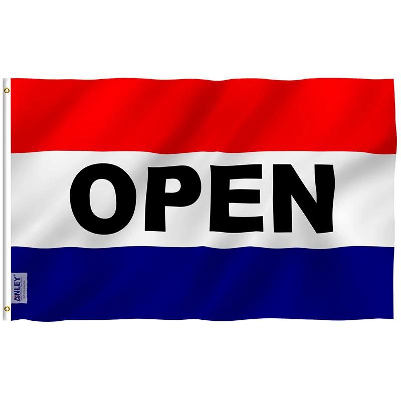 Fly Breeze Open Sign Flag with Brass Grommets 3X5Ft Banner USA Polyester by flagsjustdoit
