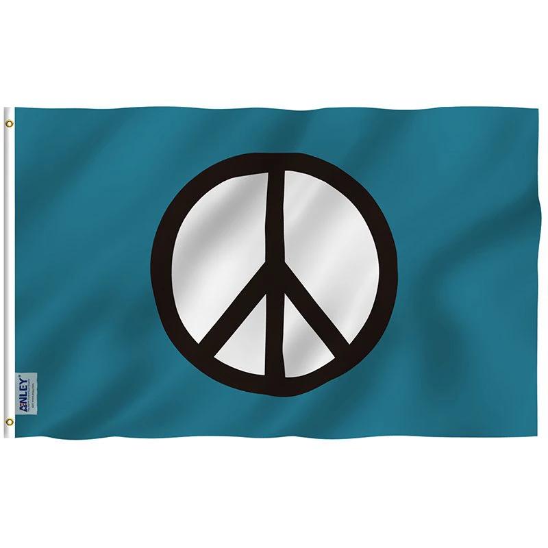 Fly Breeze Peace Symbol Flag with Brass Grommets 3X5Ft Banner USA Polyester by flagsjustdoit