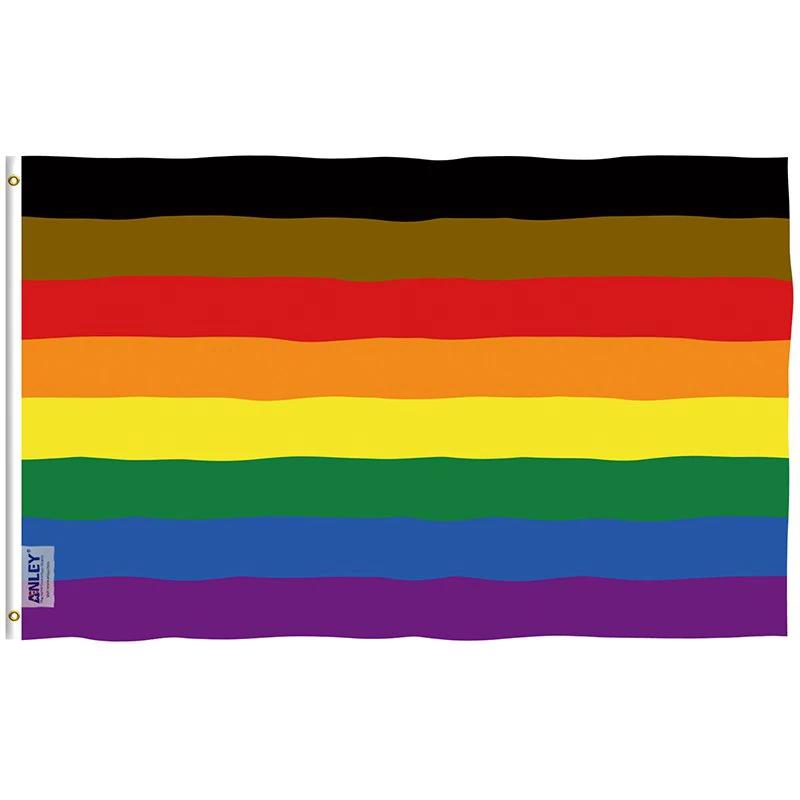 Fly Breeze Philadelphia Rainbow Flag with Brass Grommets 3X5Ft Banner USA Polyester by flagsjustdoit
