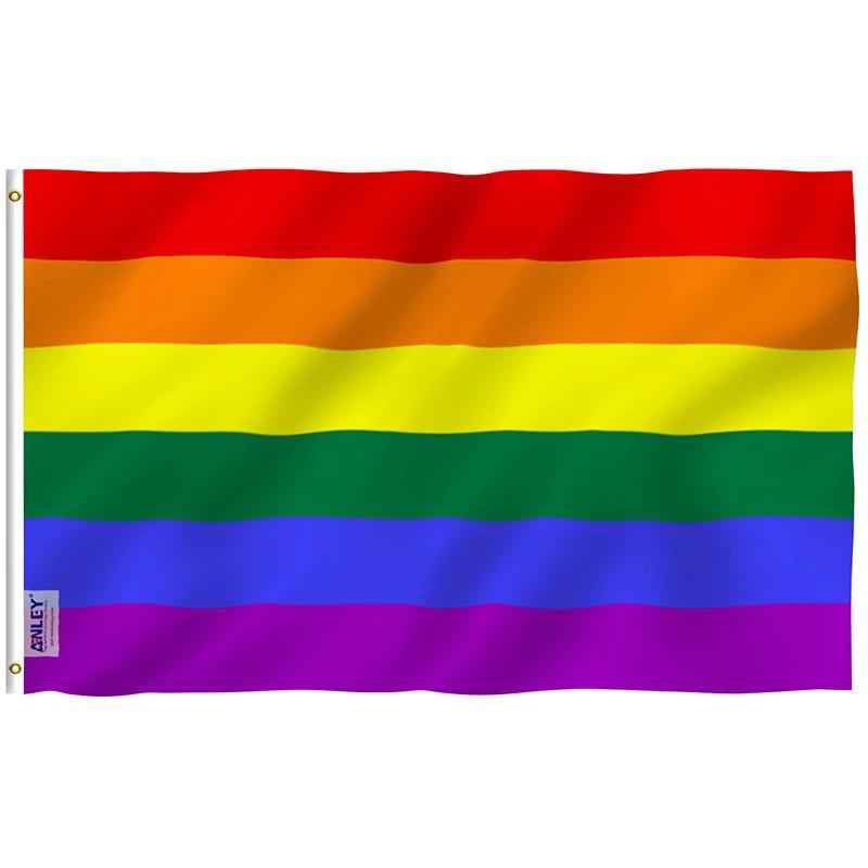 Fly Breeze Rainbow Gay Pride Flag with Brass Grommets 3X5Ft Banner USA Polyester by flagsjustdoit