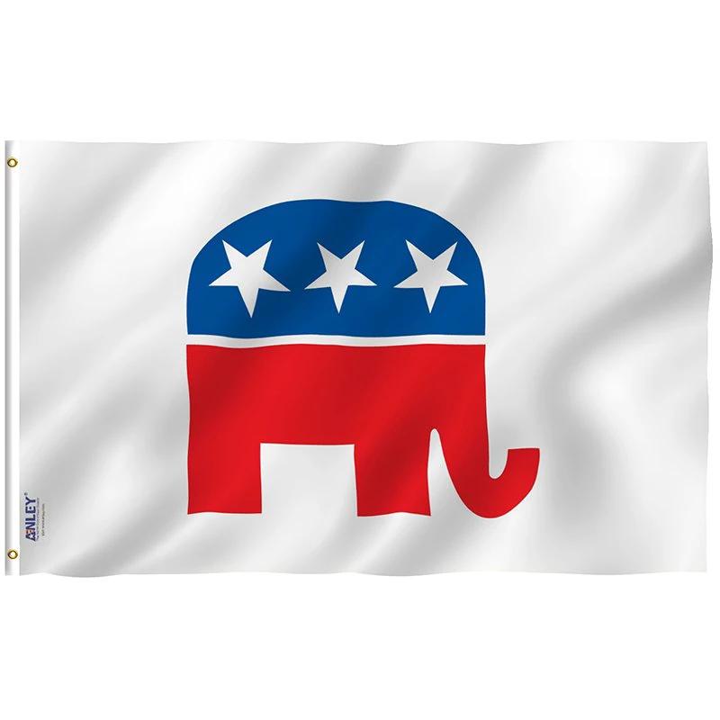 Fly Breeze Republican Party Flag with Brass Grommets 3X5Ft Banner USA Polyester by flagsjustdoit