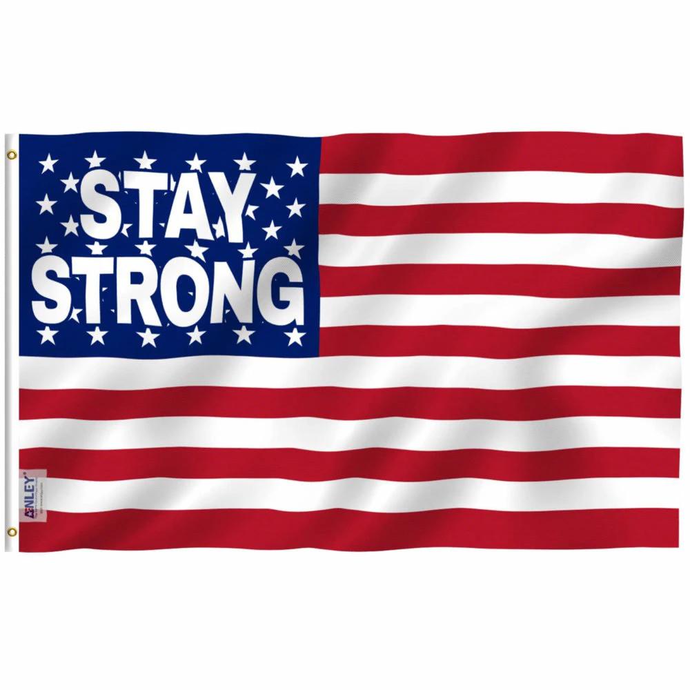 Fly Breeze Stay Strong Flag with Brass Grommets 3X5Ft Banner USA Polyester by flagsjustdoit