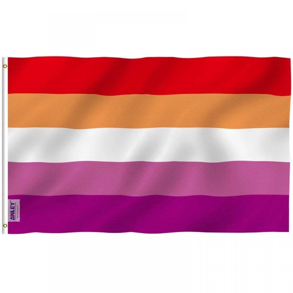Fly Breeze Sunset Lesbian Pride Flag with Brass Grommets 3X5Ft Banner USA Polyester by flagsjustdoit