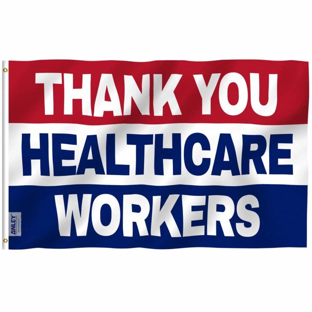 Fly Breeze Thank You Healthcare Workers Flag with Brass Grommets 3X5Ft Banner USA Polyester by flagsjustdoit