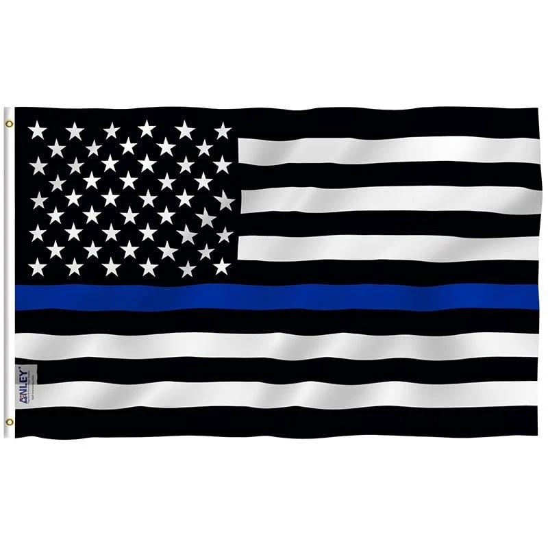 Fly Breeze Thin Blue Line USA Flag with Brass Grommets 3X5Ft Banner USA by flagsjustdoit