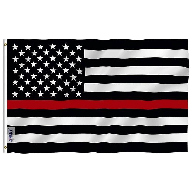 Fly Breeze Thin Red Line USA Flag with Brass Grommets 3X5Ft Banner USA by flagsjustdoit