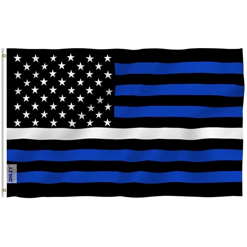 Fly Breeze Thin White Line USA Flag with Brass Grommets 3X5Ft Banner USA by flagsjustdoit