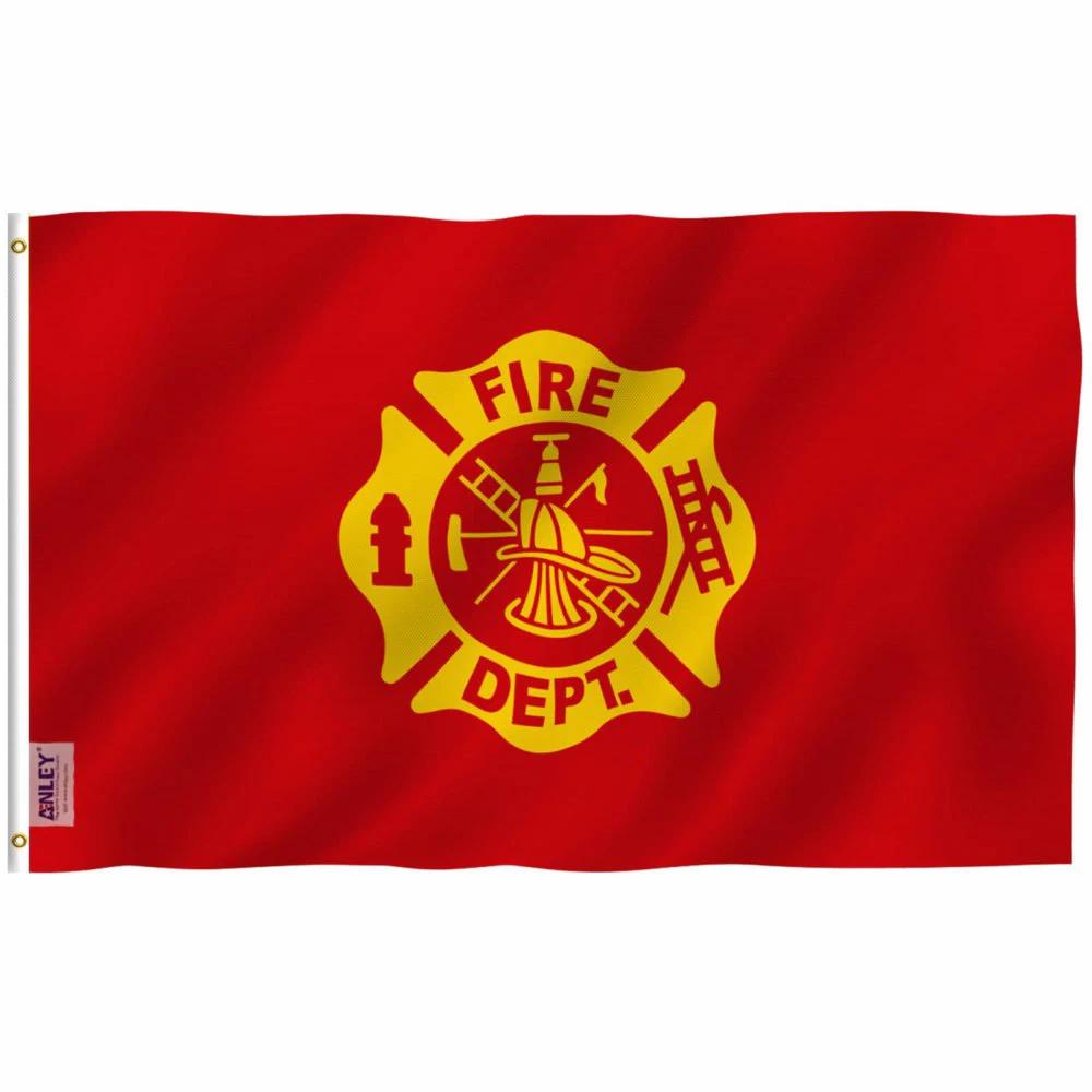 Fly Breeze USA Fire Department Flag with Brass Grommets 3X5Ft Banner USA Polyester by flagsjustdoit