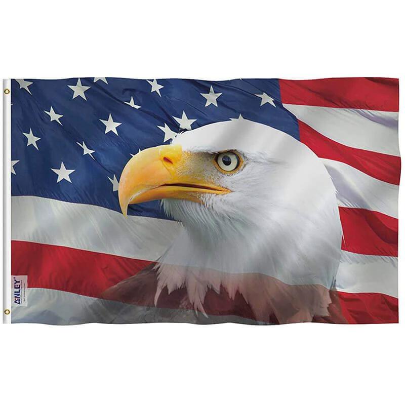 Fly Breeze US Bald Eagle Decorative Flag with Brass Grommets 3X5Ft Banner USA Polyester by flagsjustdoit