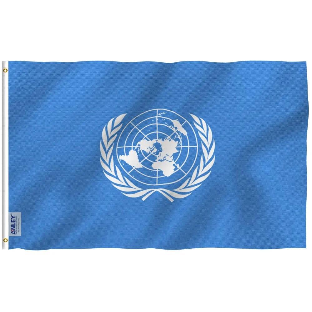 Fly Breeze United Nations Flag with Brass Grommets 3X5Ft Banner USA Polyester by flagsjustdoit