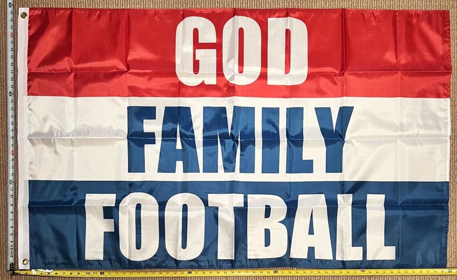 Football Flag God Beer Golf Dorm Man Cave College Banner USA 3x5' by flagsjustdoit
