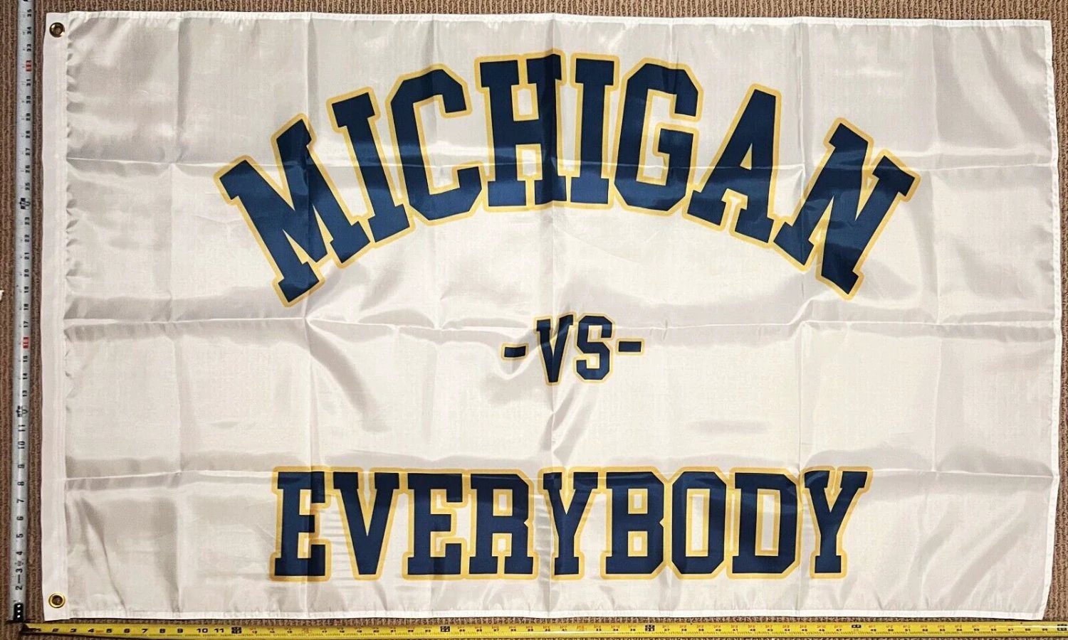 Football Flag Michigan Vs. Everybody White Wolverines Beer USA 3x5' by flagsjustdoit