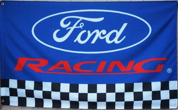 Ford Racing Blue Flag 3X5 Ft Polyester USA 90x150cm by flagsjustdoit