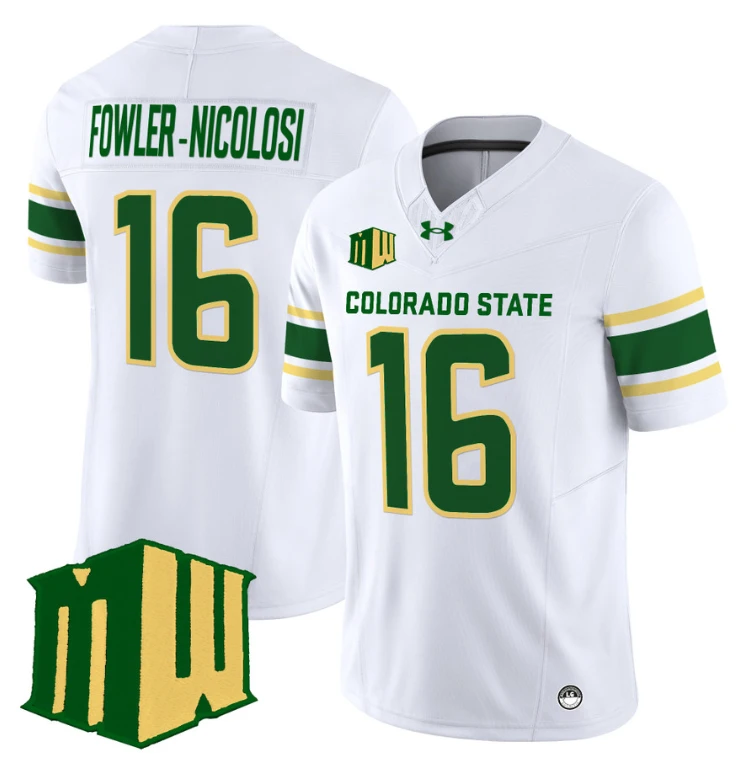 Fowler-Nicolosi Jersey #16 Colorado State Rams 2024 Stitched White by NCAA Football Jersey