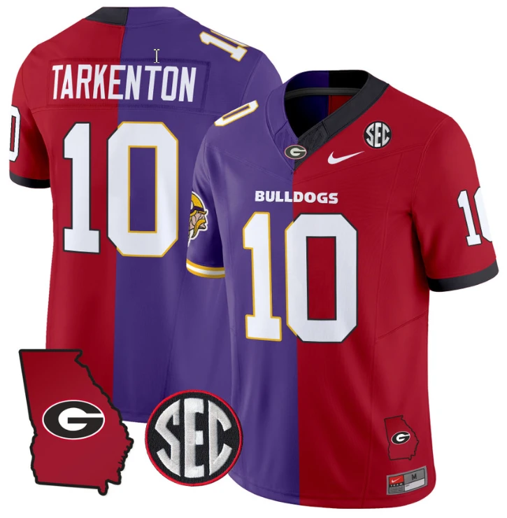 Fran Tarkenton Jersey #10 Georgia Bulldogs Split Vapor Football Stitched by NCAA Football Jersey